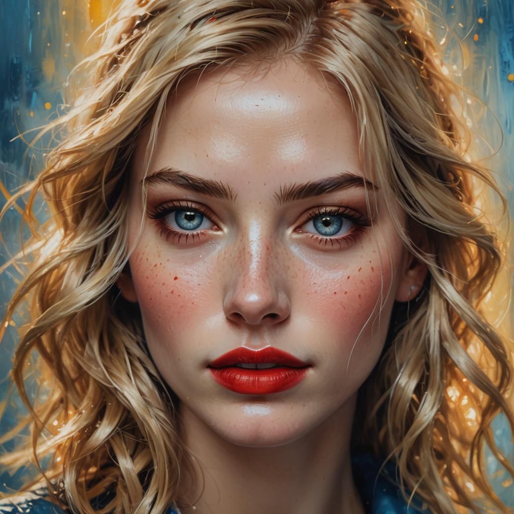 Hyper-Realistic Portrait of a Blond Girl in Digital Art