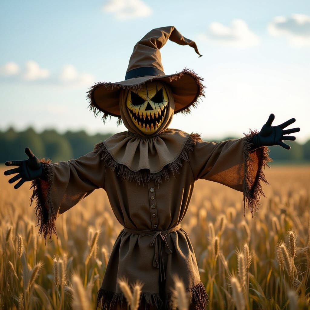 Sinister Scarecrow in a Dark Field