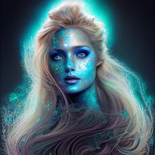 Fractal Elsa Portrait in Art Nouveau Style