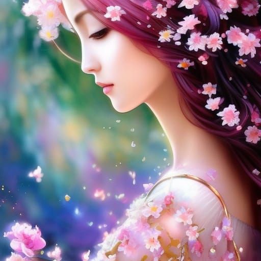 Romantic Japanese Lovers Under Cherry Blossom Tree