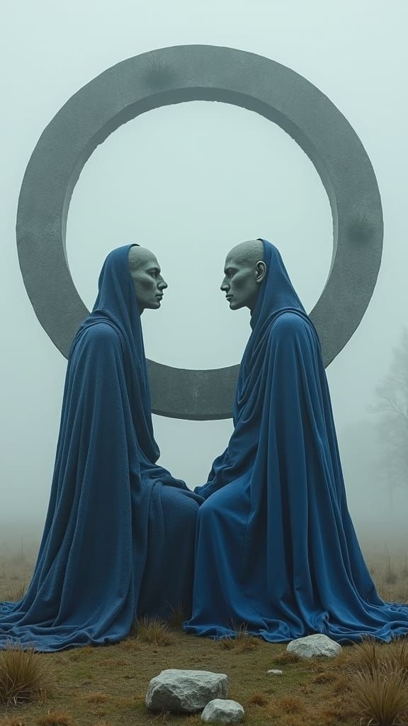 Floating Stone Circle with Stone Figures