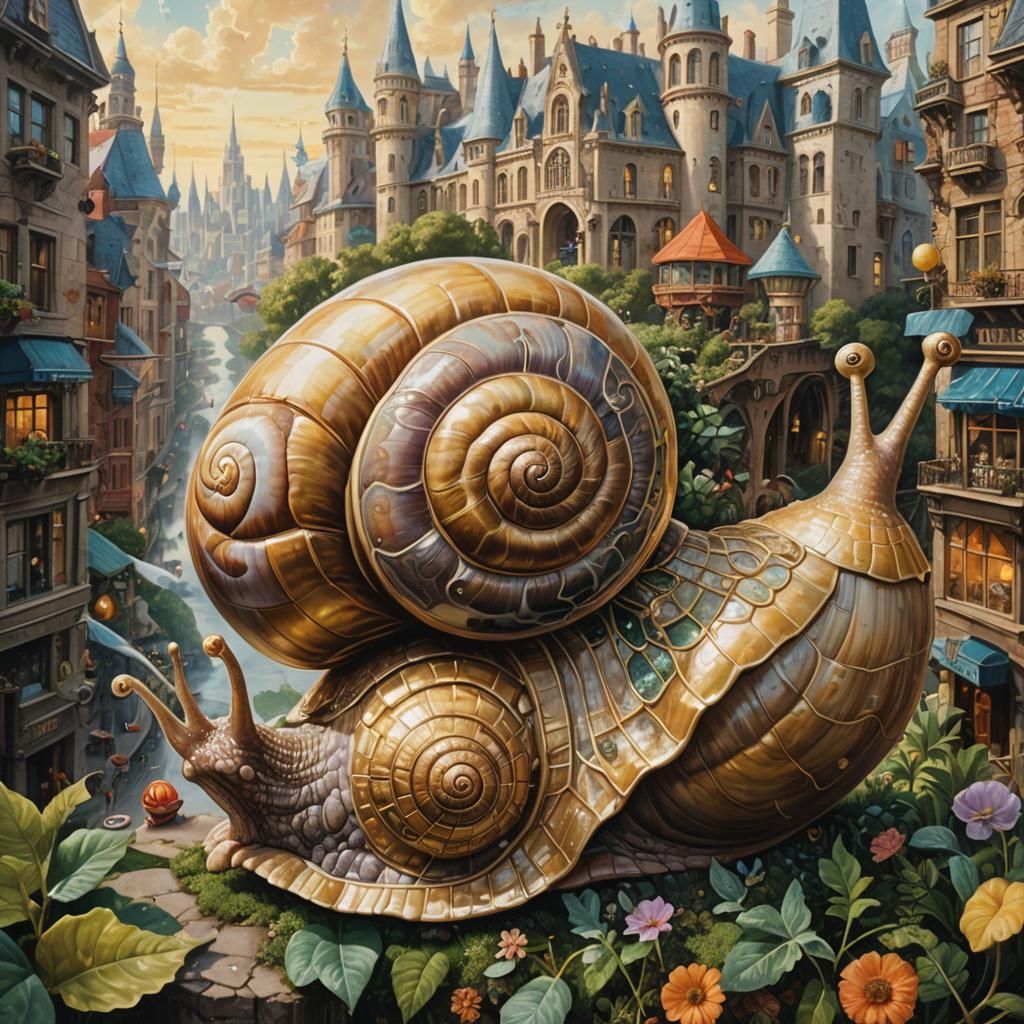 Golden Dream City on a Giant Snail Shell
