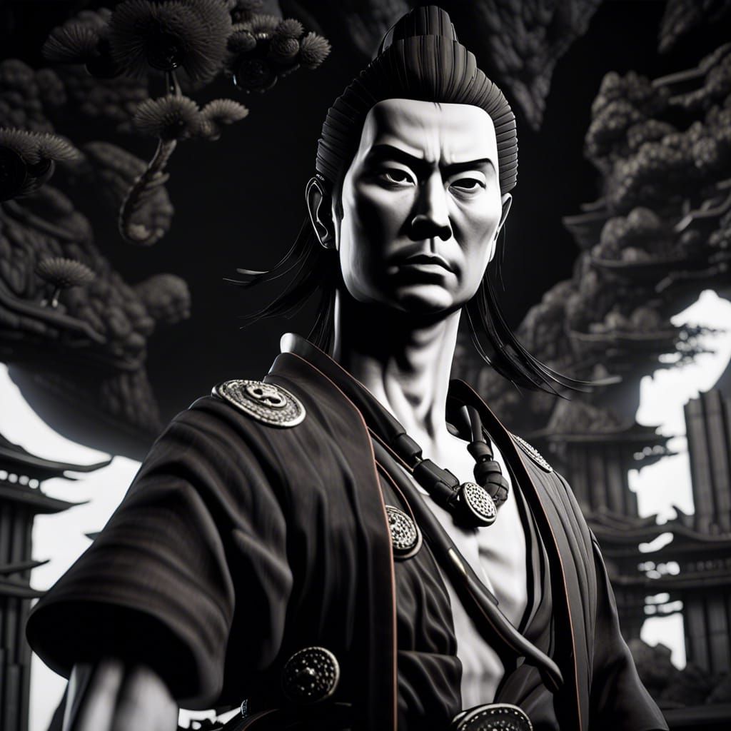 Abyssal Floating Islands with Samurai Police in 3D