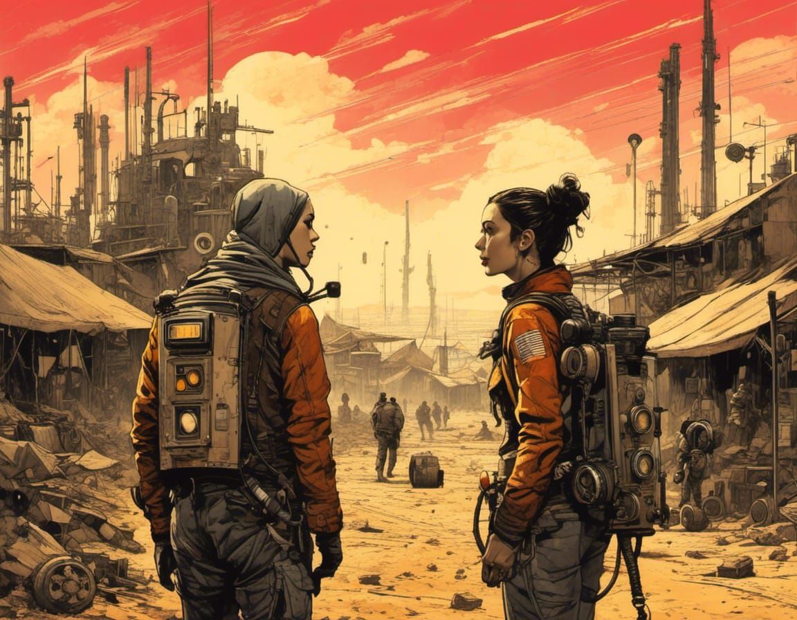 Post-Apocalyptic Desert Town with Cheerful People