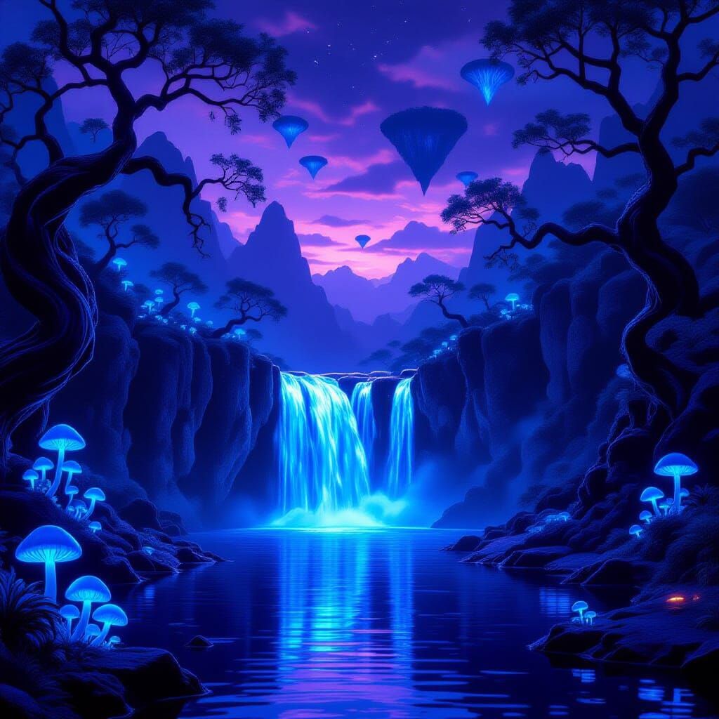 Mystical Fantasy Landscape on a Cup, Hyperrealistic Style