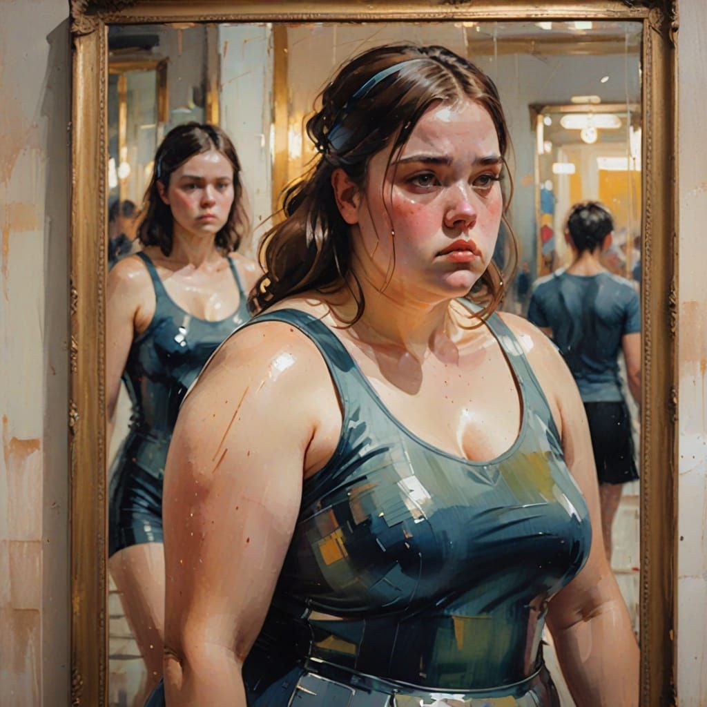 Sorrowful Reflection of a Skating Sensation in a Soft, Water...