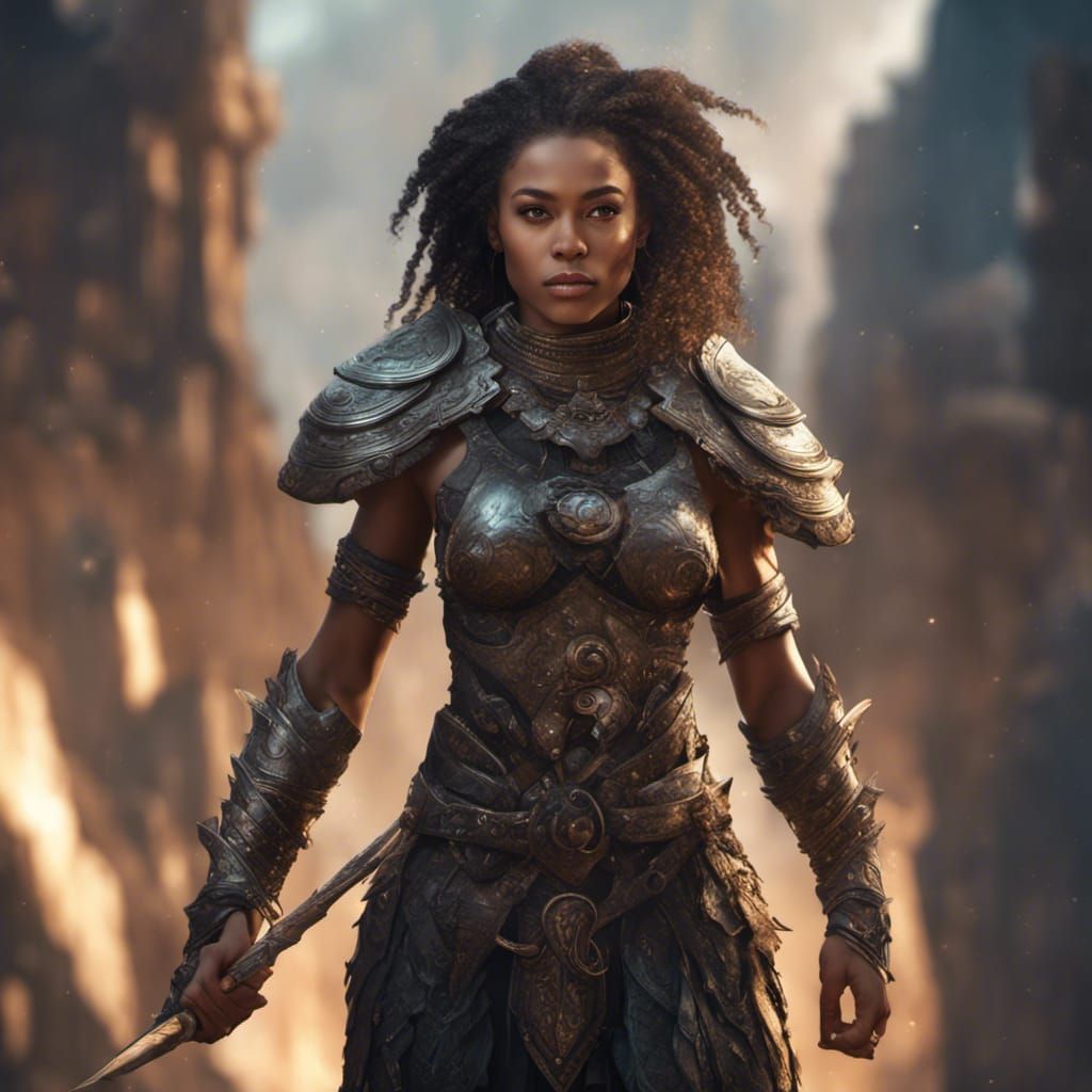 Beautiful Black Female Warrior Fantasy Concept Art