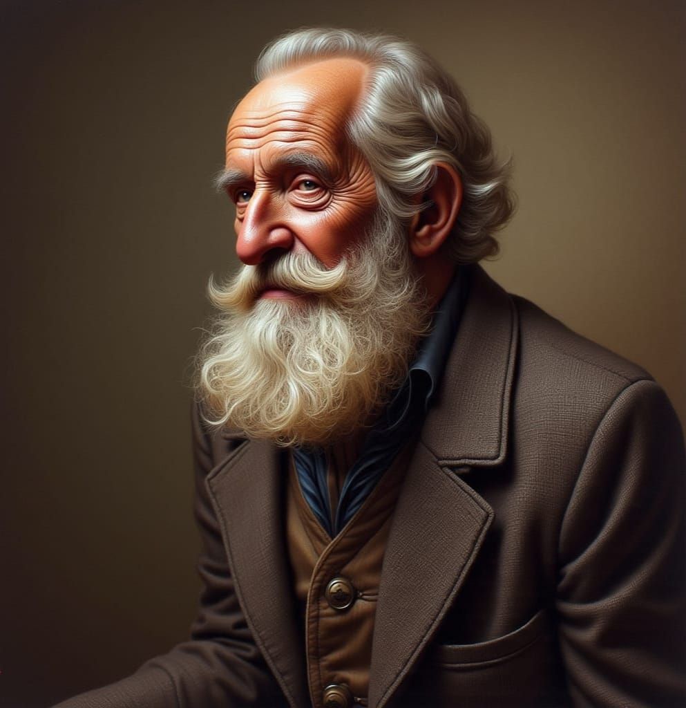 Stately Bearded Gentleman Portrait in Oil