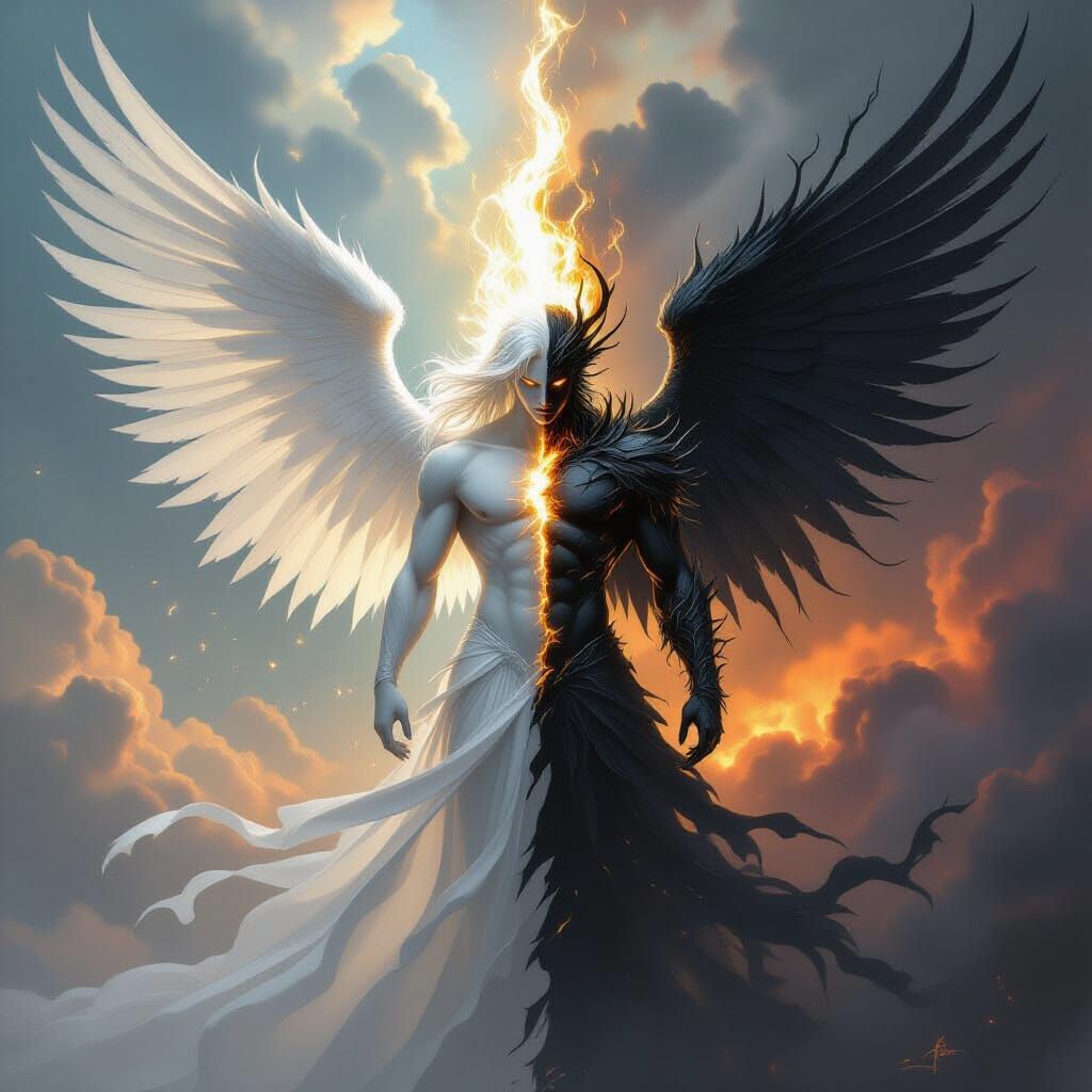 Fallen Angel Transformation in Epic Dark Fantasy