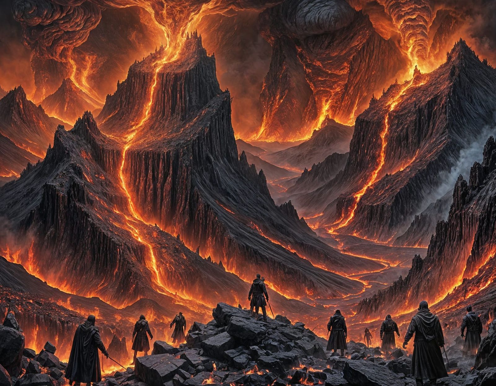 Infernal Landscape with Demons in Hyperrealistic Style