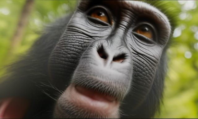 Monkey Self-Portrait with Smartphone