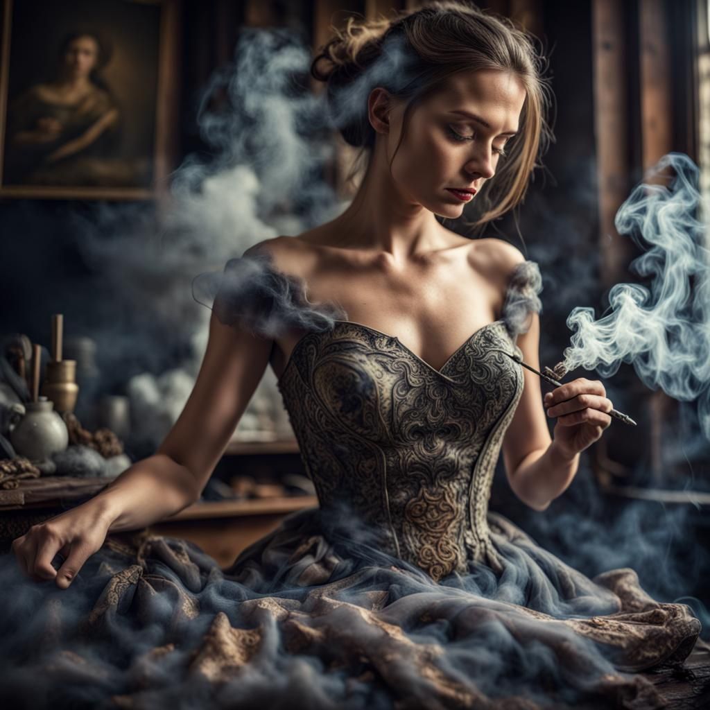 Fantasy Seamstress Creates Dress of Smoke