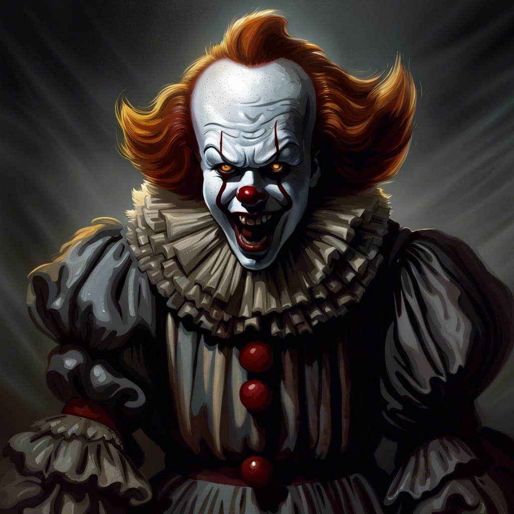 Screaming Pennywise Horror Clown in Dark Fantasy Style