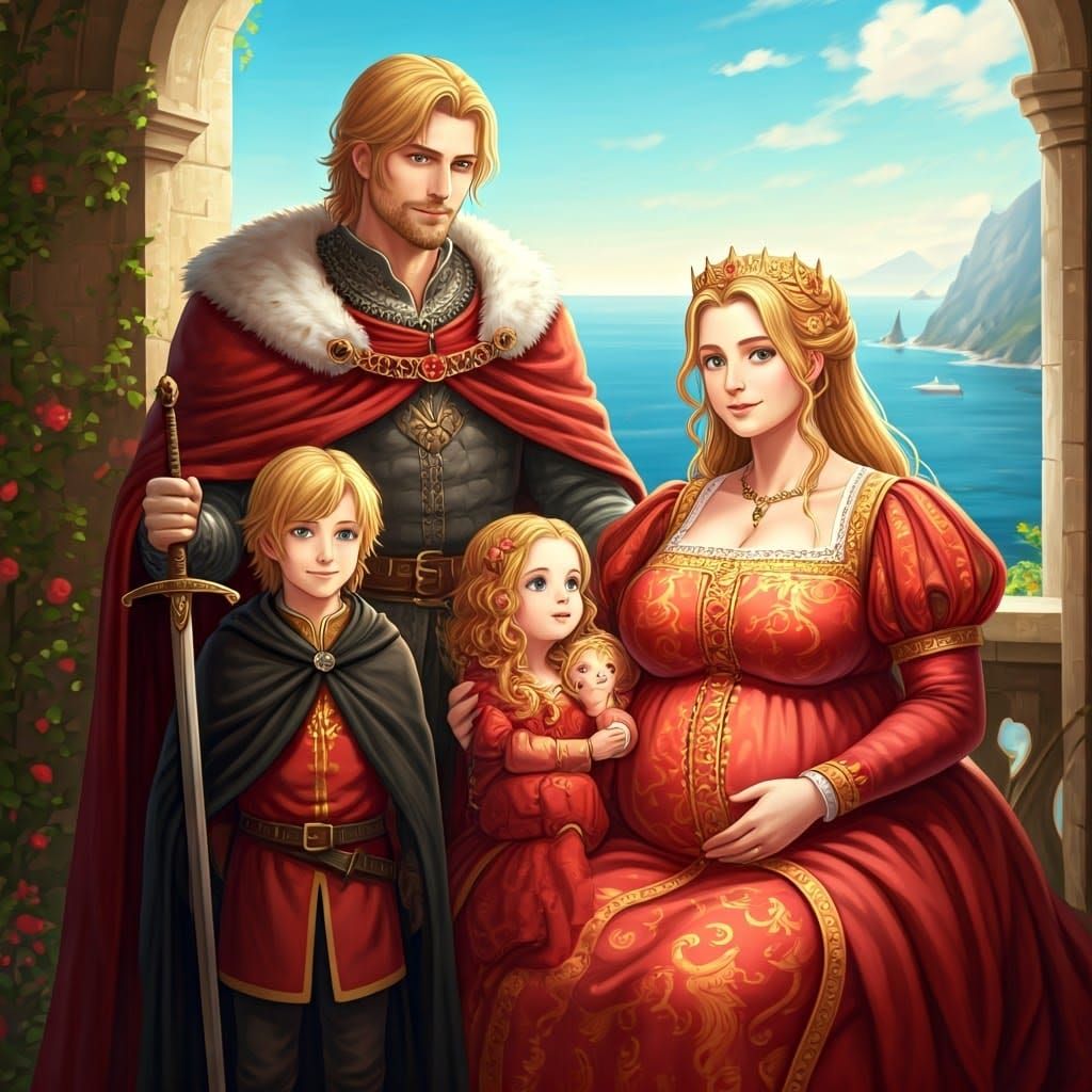 Medieval Family Portrait in Regal Attire