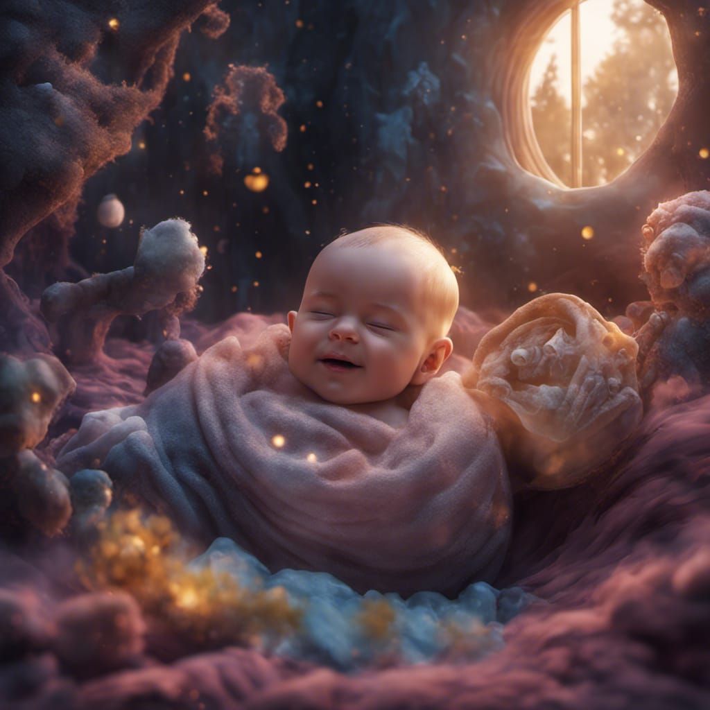 Relaxing Baby in Detailed Matte Painting