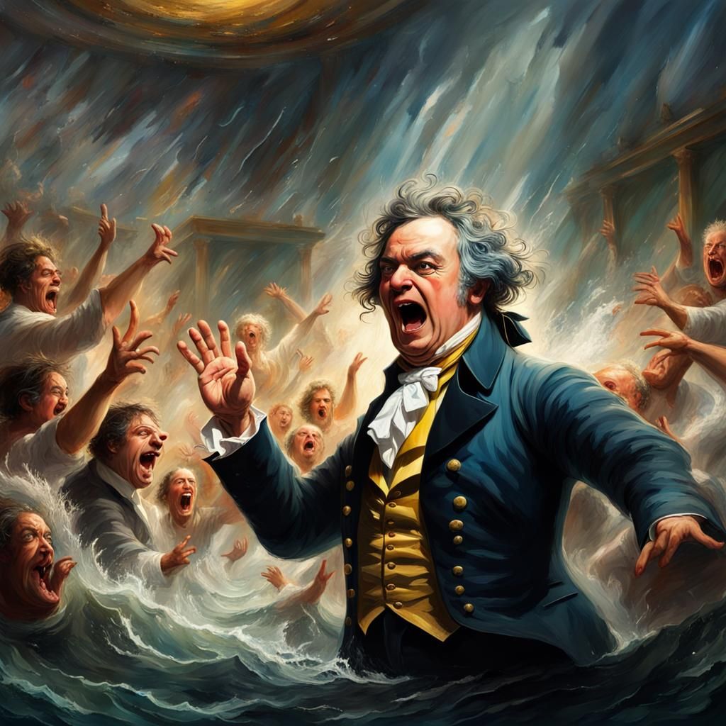 Beethoven as Orchestra Director in Stormy Opera, Turner Styl...