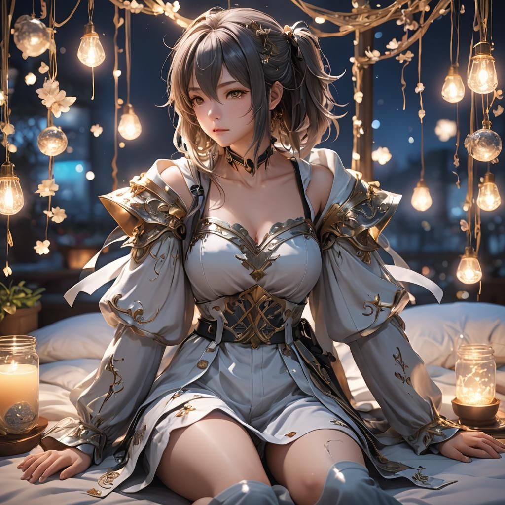 Sensual Anime Girl in Detailed 3D Art