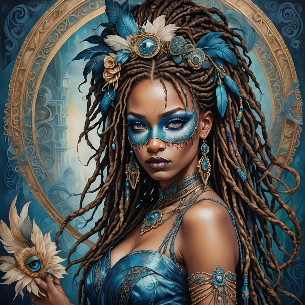 Elegant Woman with Mask at Masquerade Ball