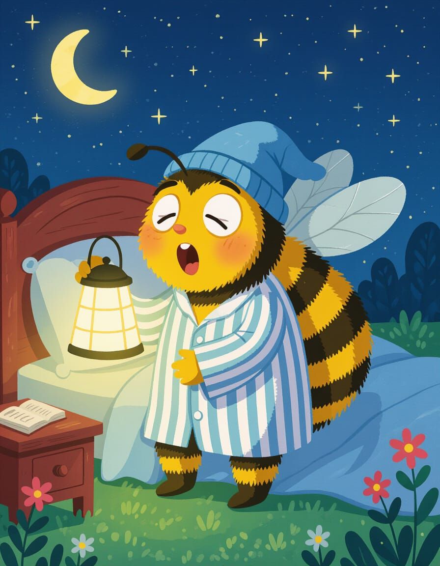 Sleepy Bumblebee Ready for Bed with Nightlight