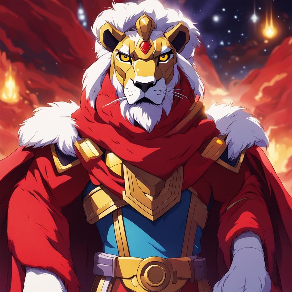 Red Lion Snuggled in Blankets