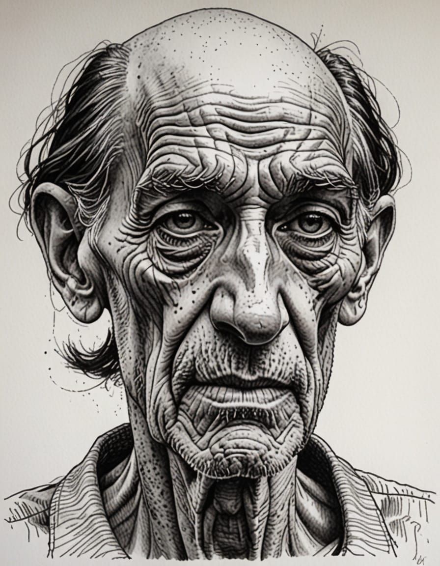 Elegant Old Man in Black and White