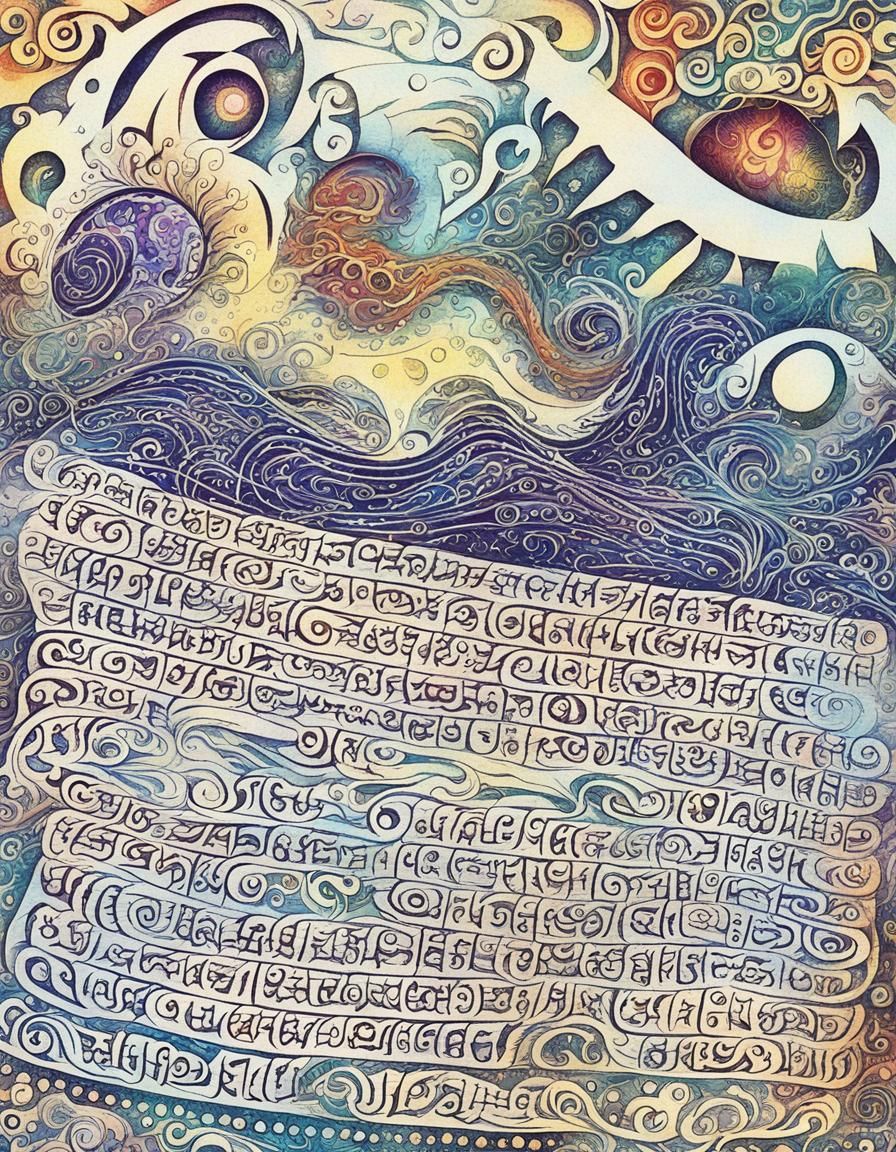 Mystic Scroll with Psychedelic Cipher and Magic Wisps