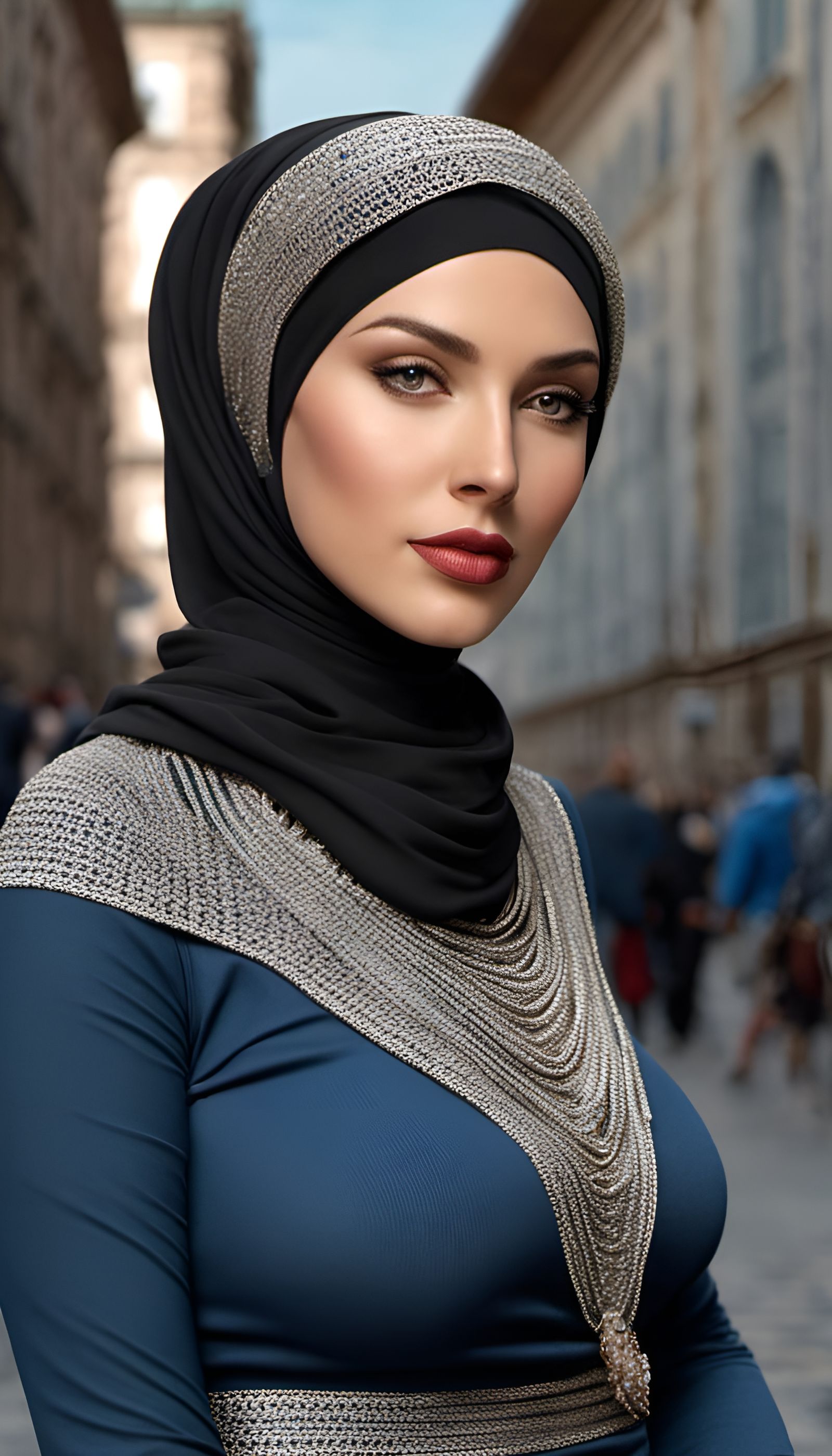 Enticing Irish Woman in Hijab in Frankfurt