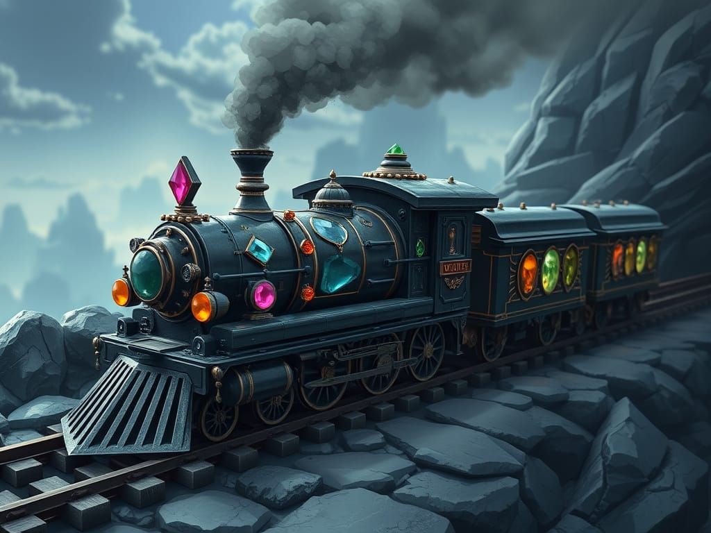 Mystical Obsidian Train Glows with Precious Gems