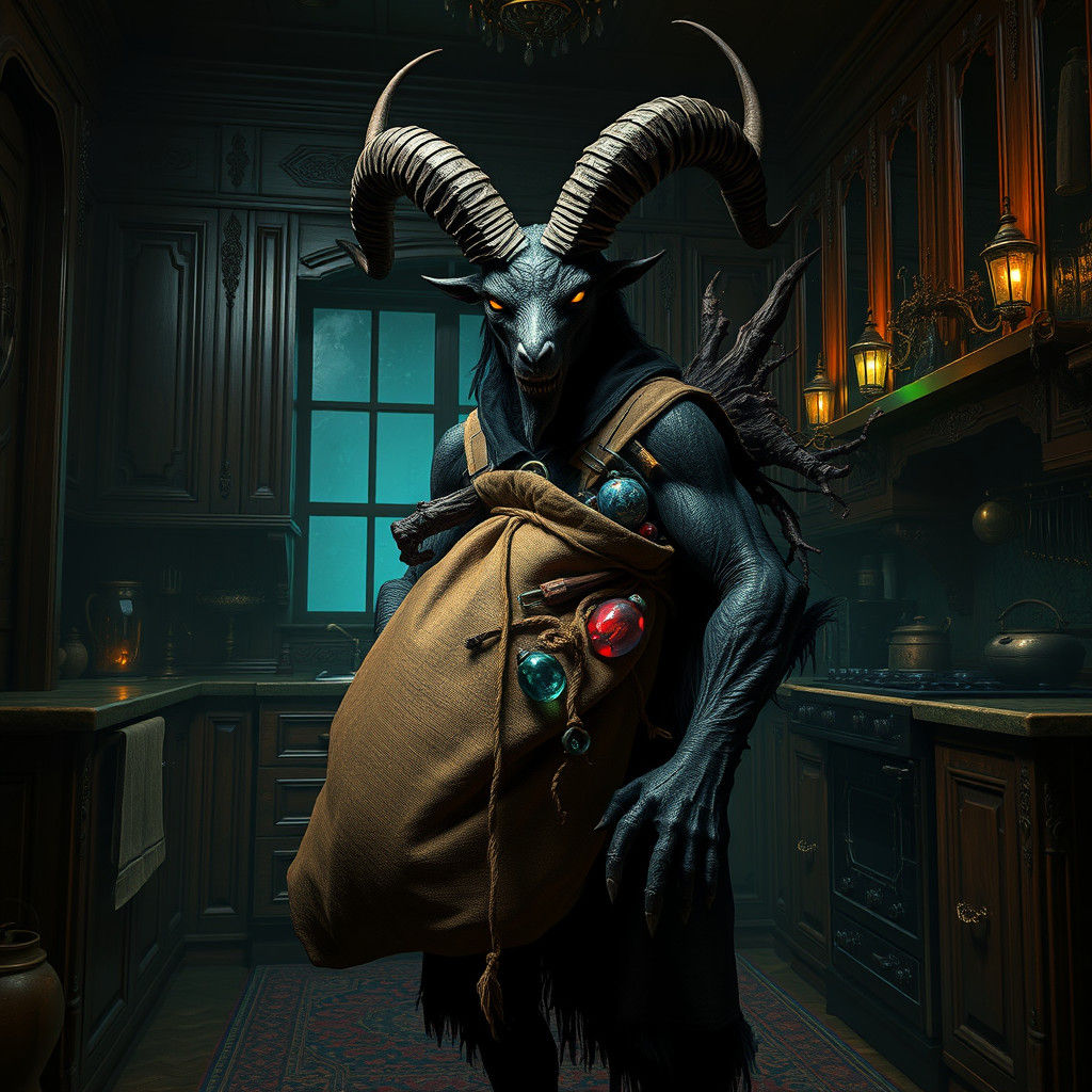 Krampus in Victorian Kitchen: Matte Painting