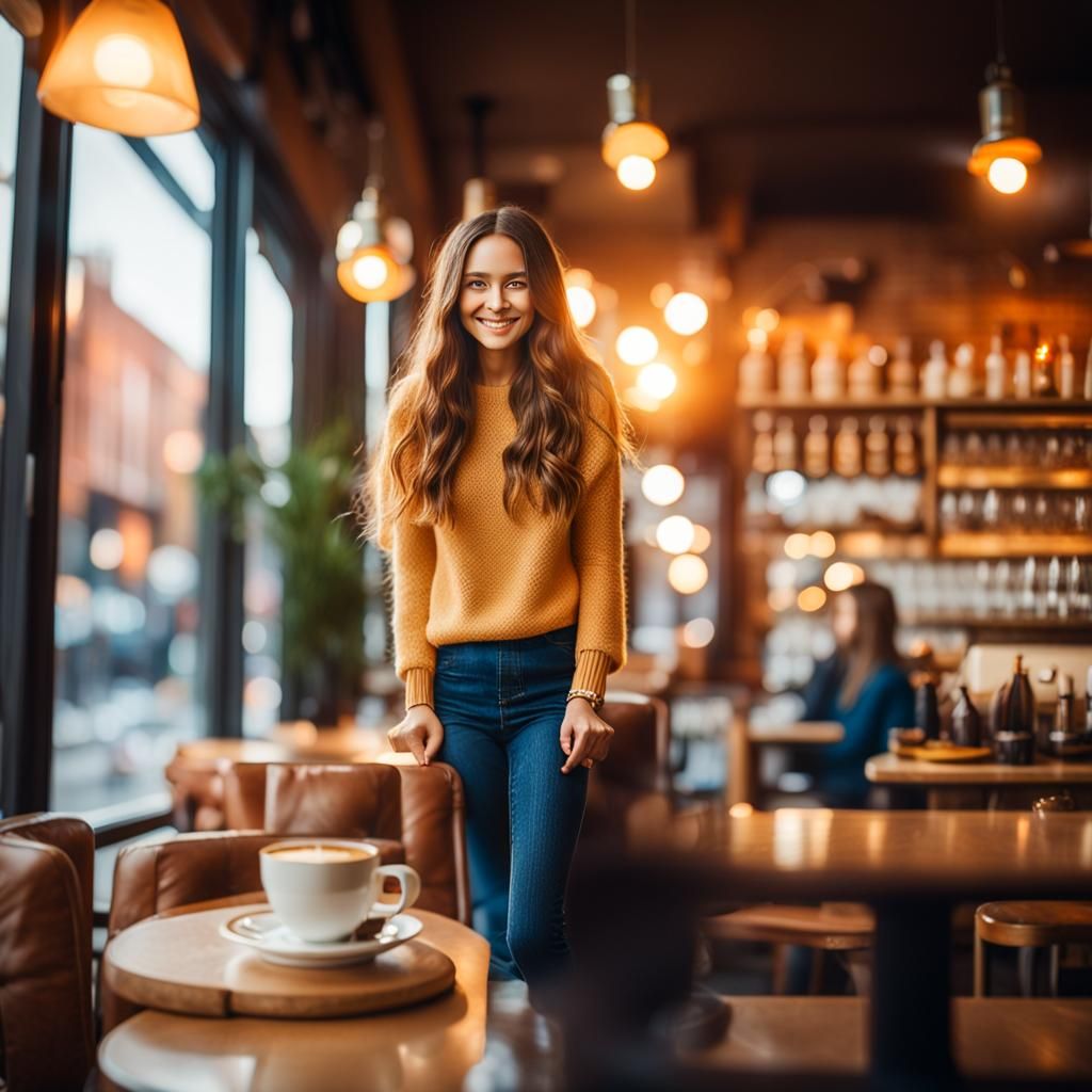 Young Woman Portrait in Coffee Shop