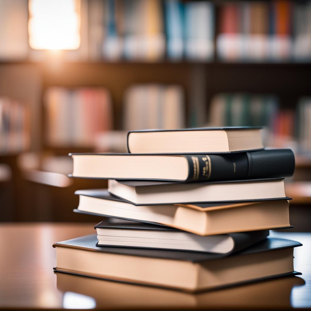 Academic Books Pile in Classroom: Professional Photography