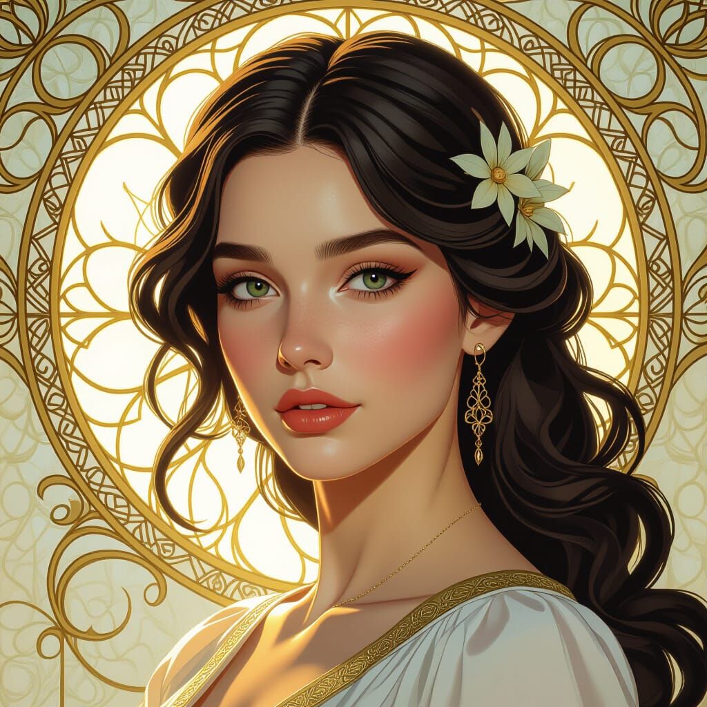 Concept Art Portrait: "Art Made Flesh" in Dynamic Golden Hou...