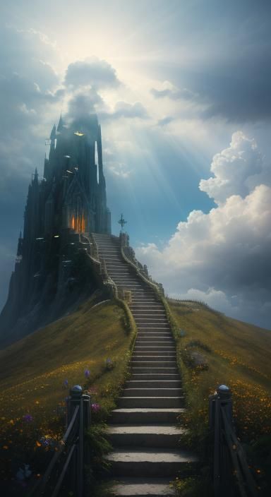 Endless Stairway to Equality: Hopeful Fantasy Scene