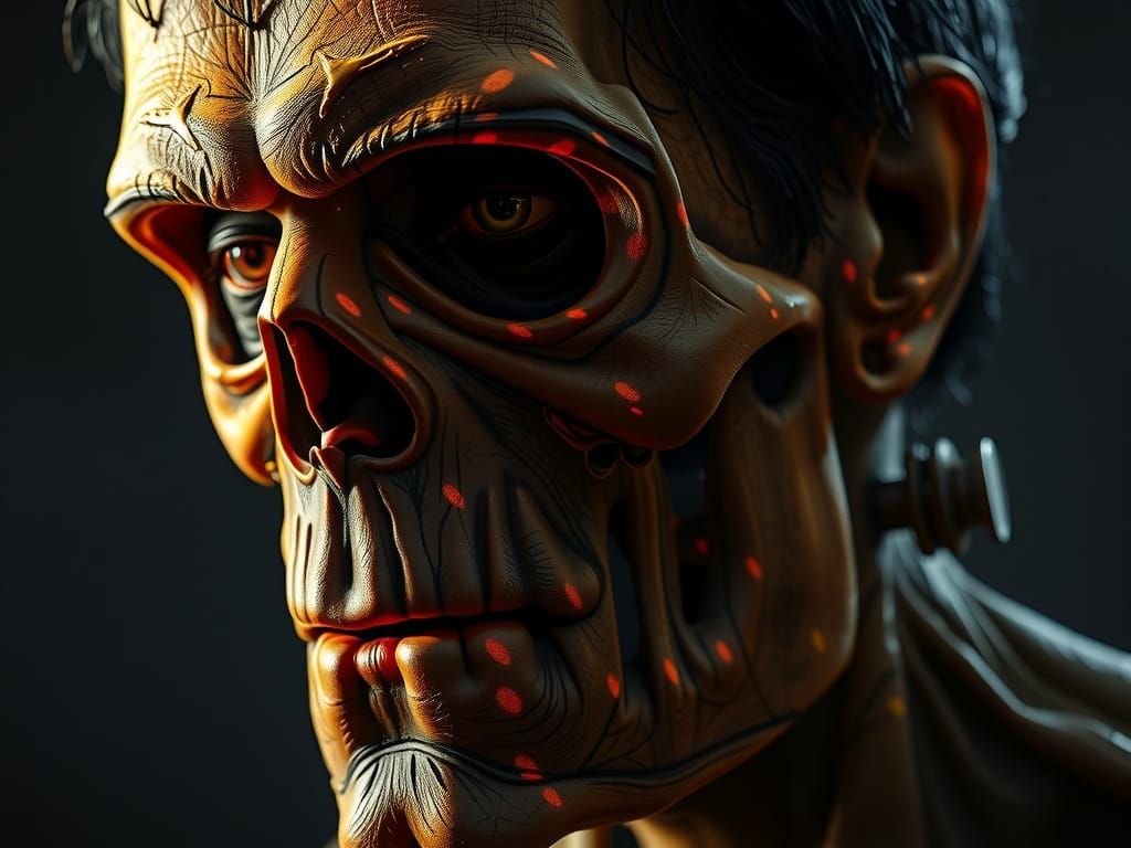 Cyberpunk Portrait of Frankenstein's Iconic Skull
