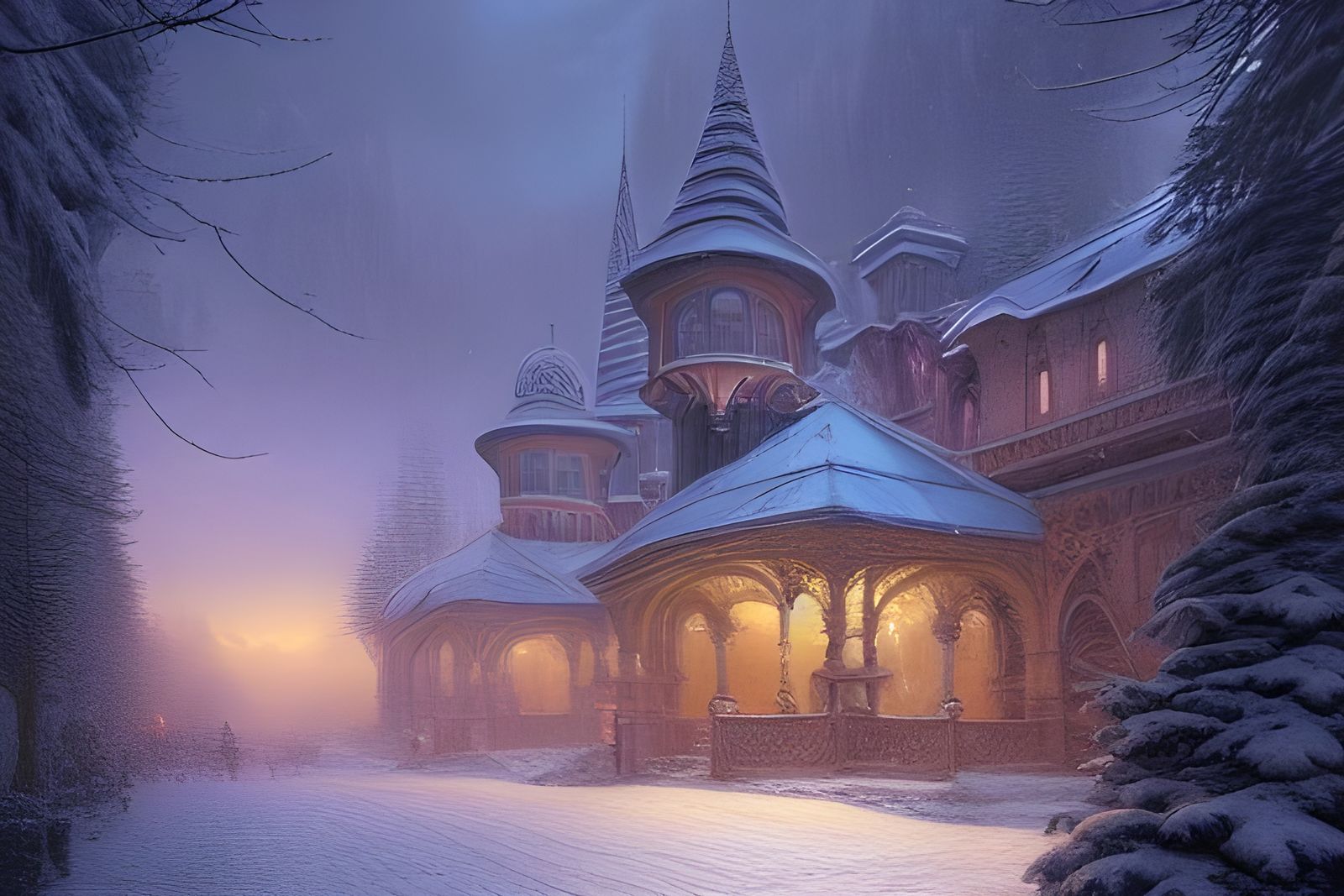 Magical Winter Court: Detailed Matte Painting
