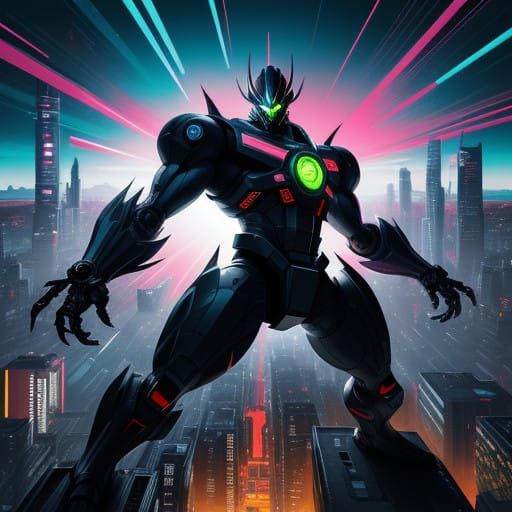 Tokusatsu Monster Unleashes Fury on Neon City