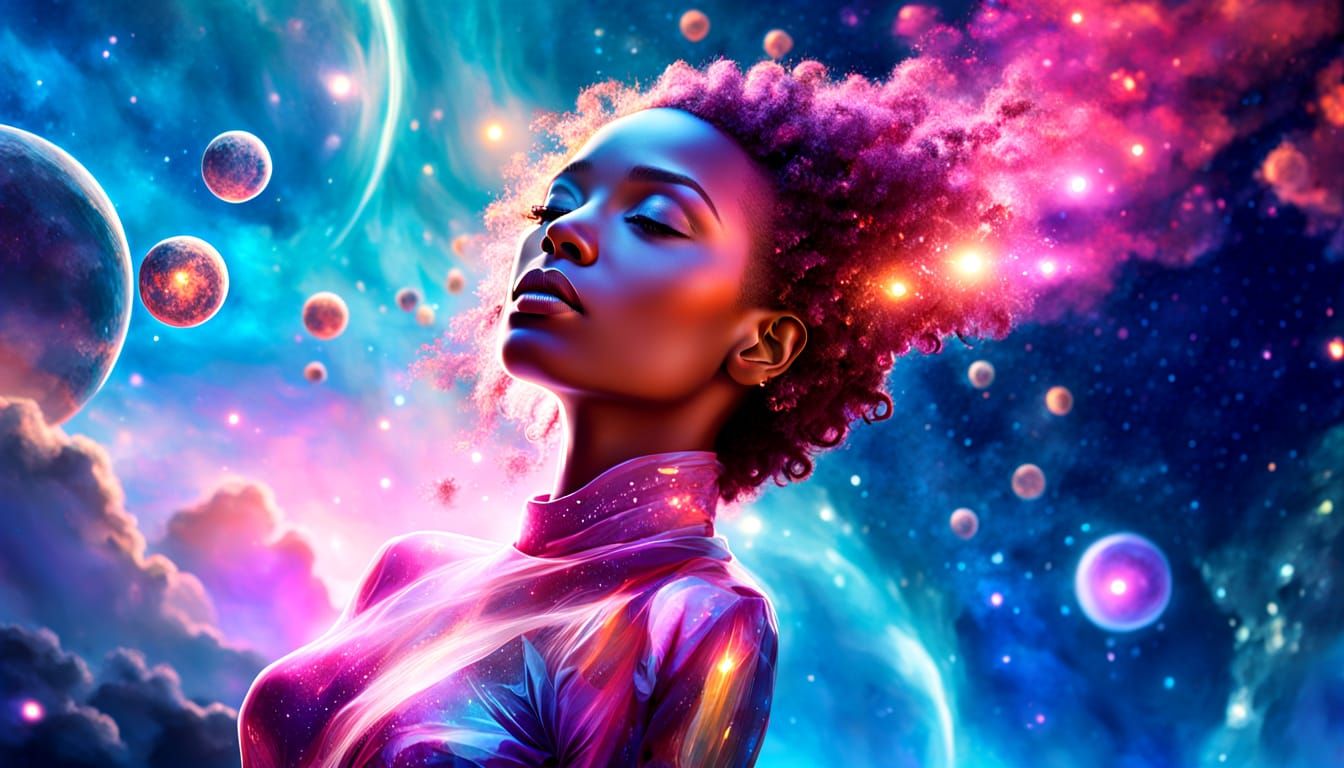 Afrofuturist Woman on Crystalline Planet