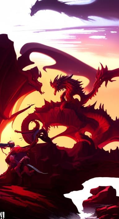 Dragon and Boy in Dark Fantasy Style