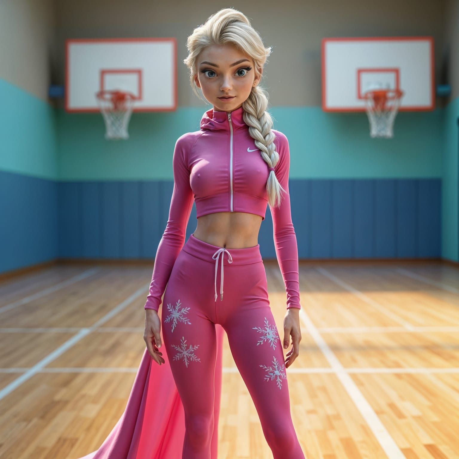 Elsa in Vibrant Nike Sportswear, Captured in a Close-Up Gym ...