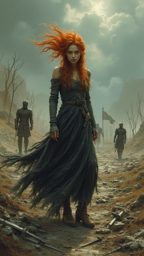 Battlefield Sword Gatherer in Gritty Dystopian Style