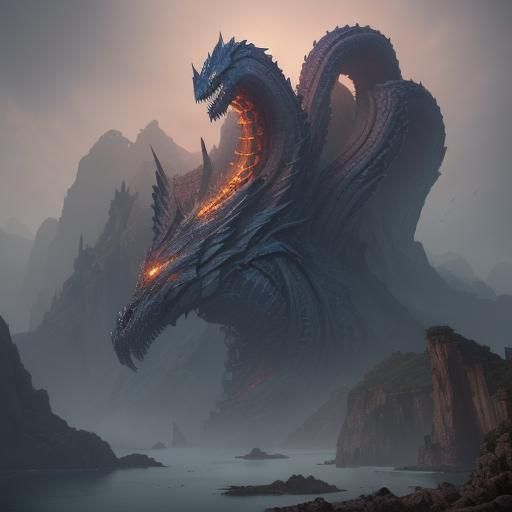 Detailed Hydra Matte Painting in Deep Color