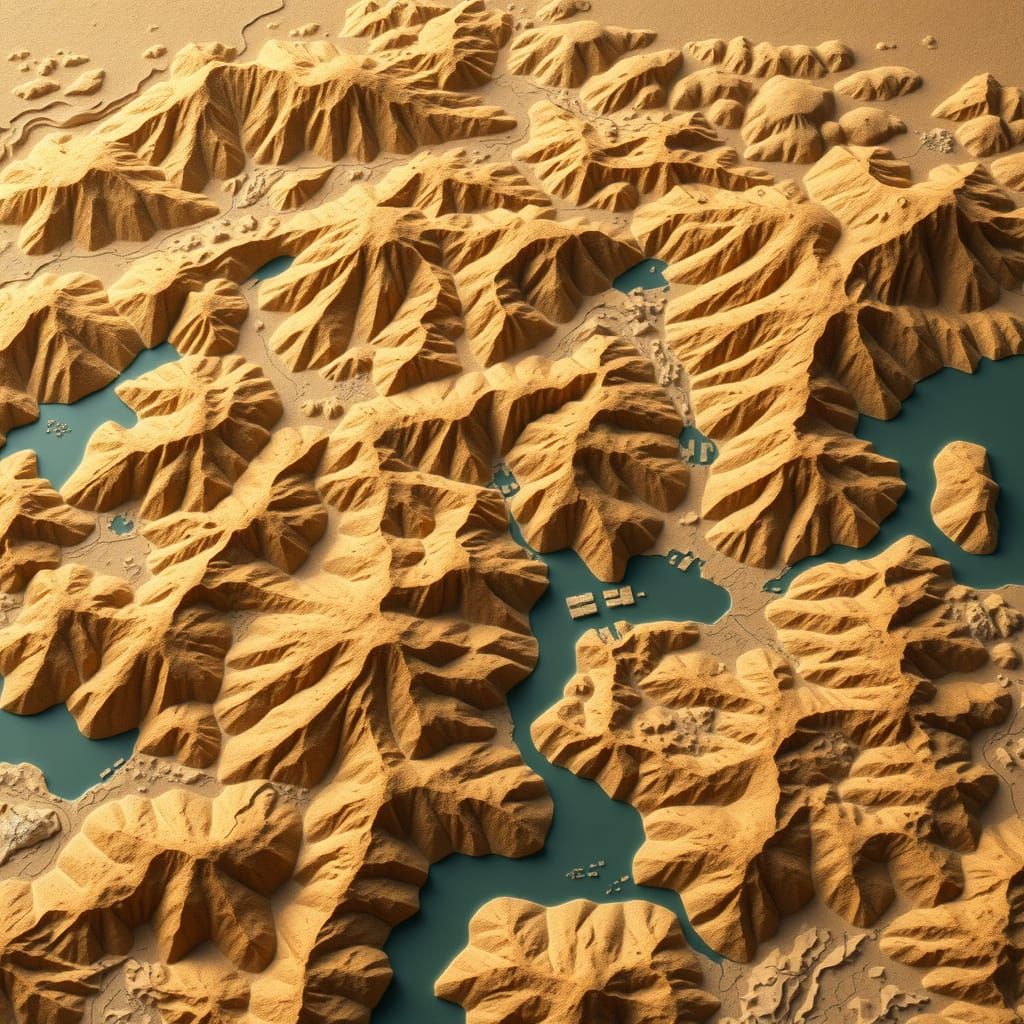 Realistic Raised-Relief Map of a Serene National Park Landsc...
