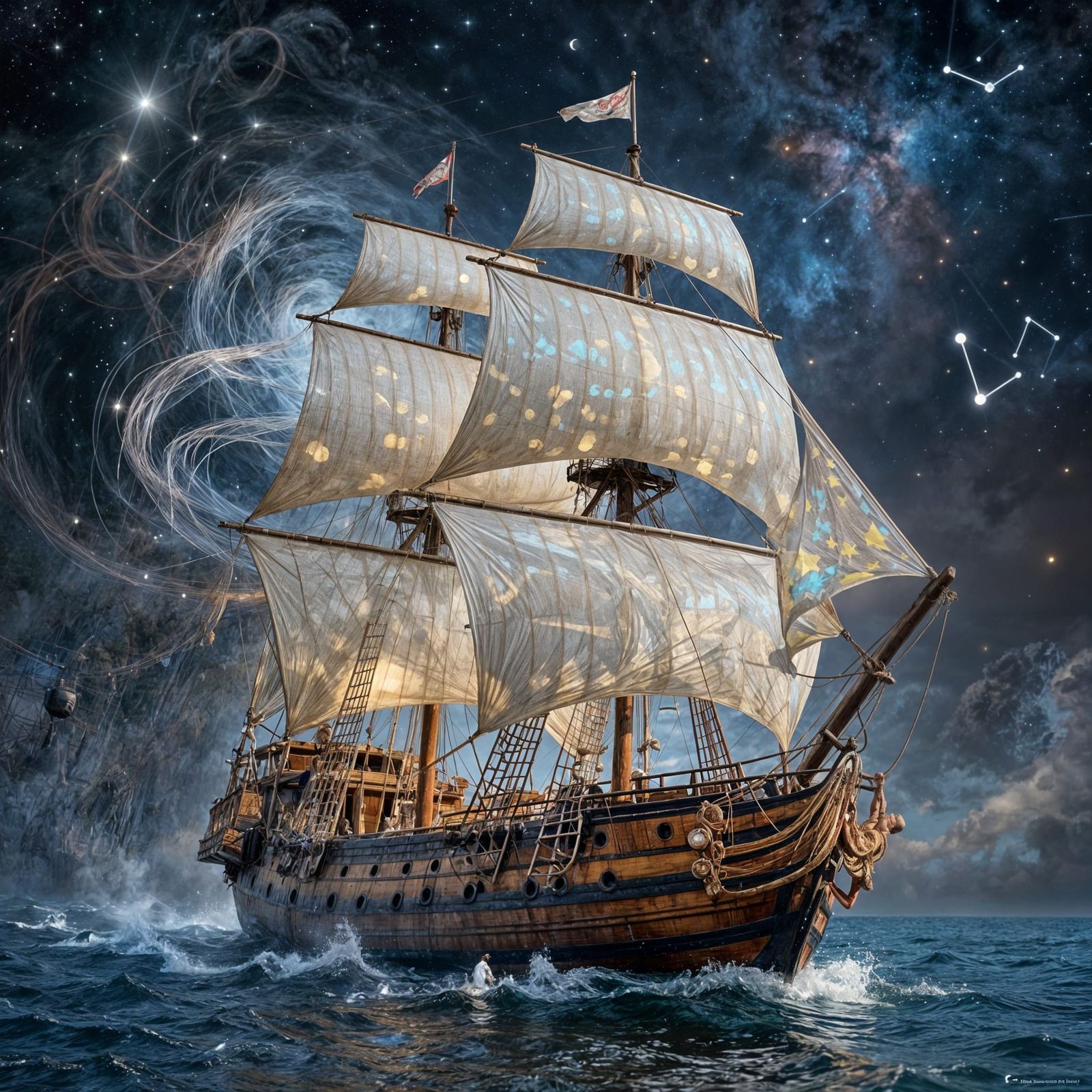 Galactic Galleon Sails Through Starry Nebulae