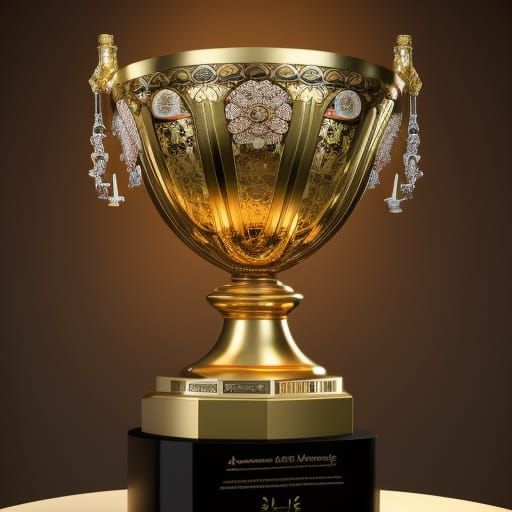 Art Nouveau Gold Trophy Bowl in 8K