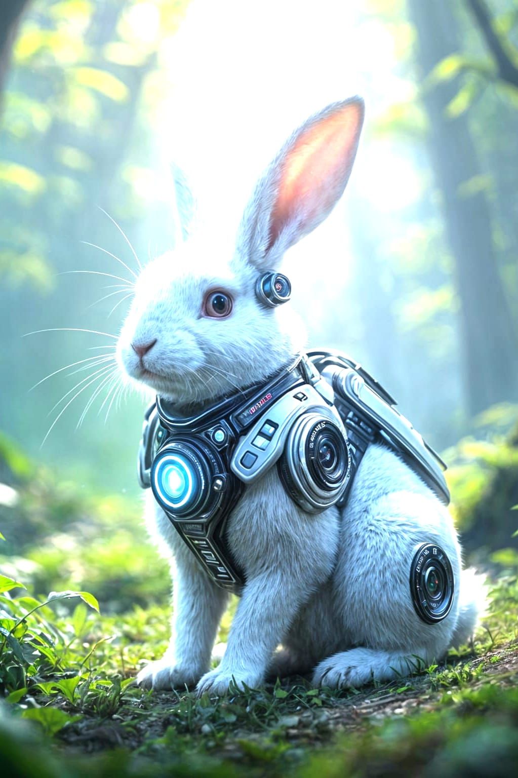 Futuristic Godlike White Rabbit, Photorealistic DSLR Shot