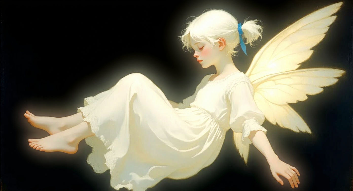 Ethereal Girl with Wings in Renoir Style