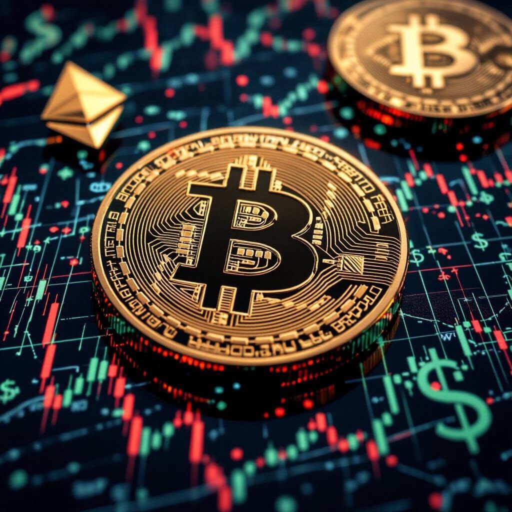 Bitcoin Price News Graphic in Modern Crypto Art Style