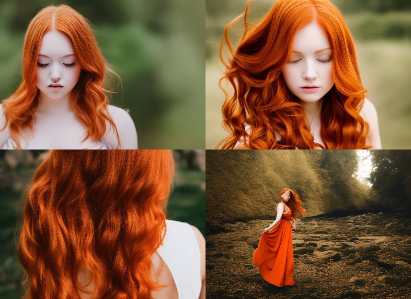 Hyperrealistic Ginger Haired Woman Portrait