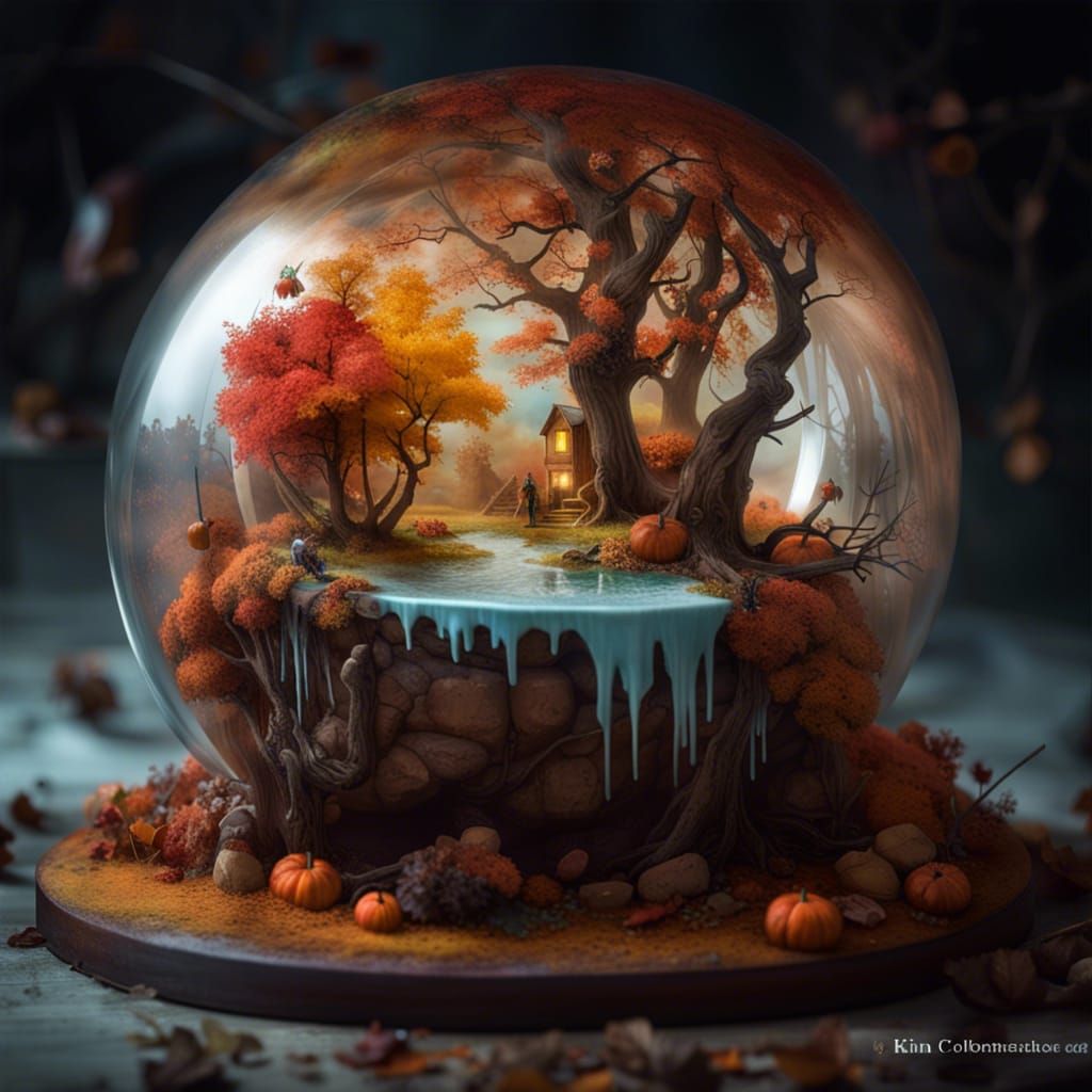 Fantasy Autumn to Winter Wonderland in a Sphere