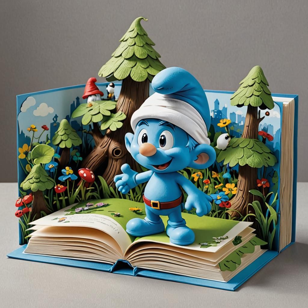 Pop-Up Smurf Book Illustration